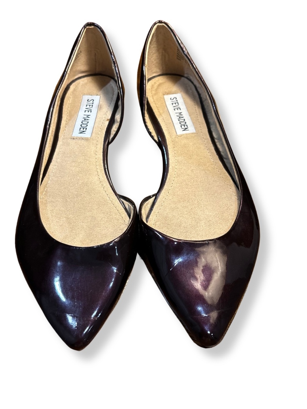 Steve Madden Elusion Burgundy Patent Pointed Toe D’Orsay Flats Size 7